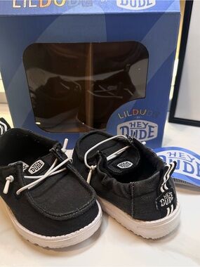 Hey Dude Lil' Dude Black Canvas Slip-On Baby Shoes